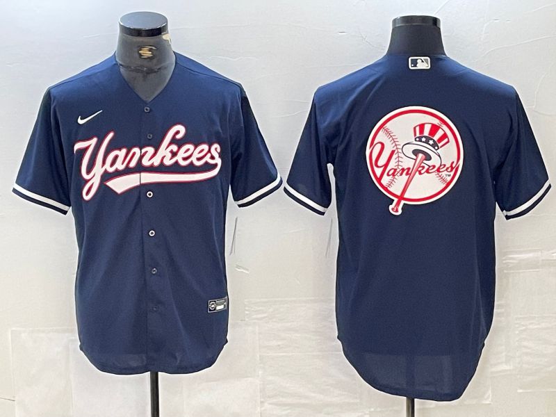 Men New York Yankees Blank Dark blue Second generation joint name Nike 2024 MLB Jersey style 7